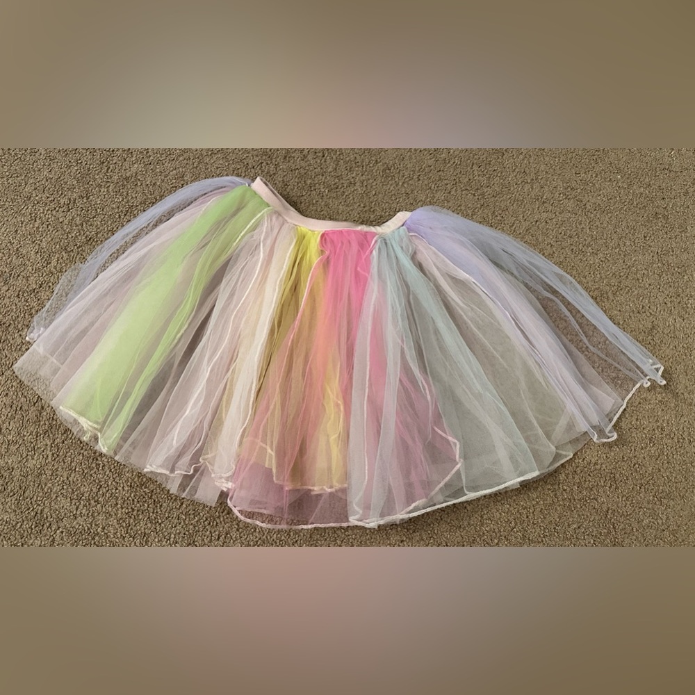 Girls Ballerina Dancer Tutu Skirt Costume - Tie Dye Rainbow Pastel Colors
